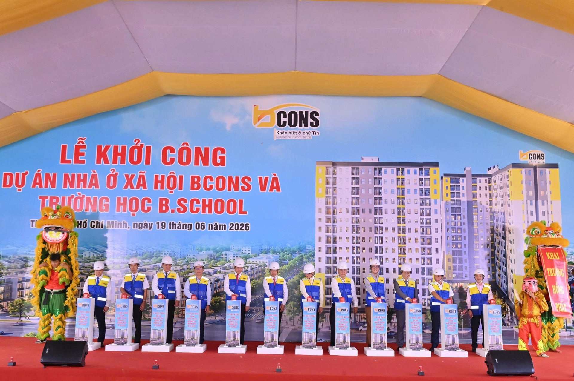 Khởi công dự án nhà ở xã hội Bcons và trường học B.School